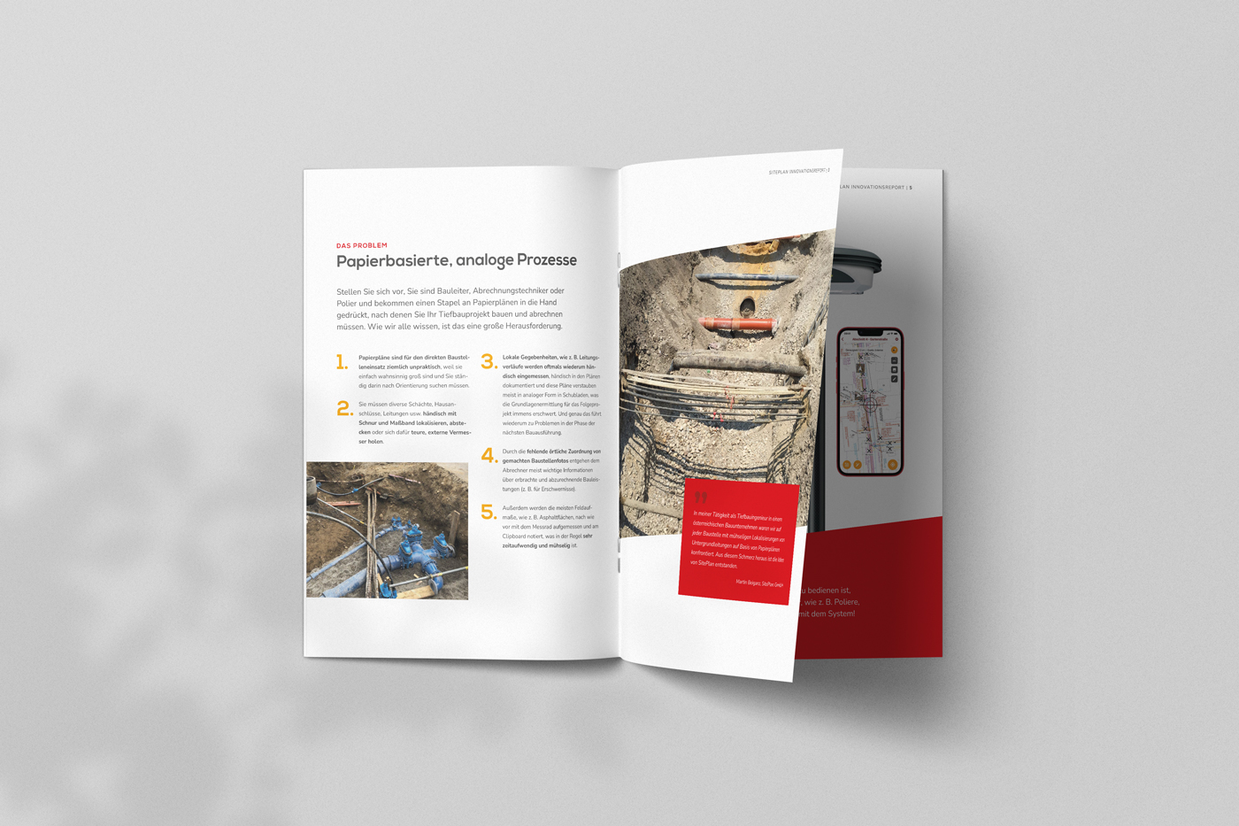 SitePlan Innovationsreport Doppelseite "Das Problem"